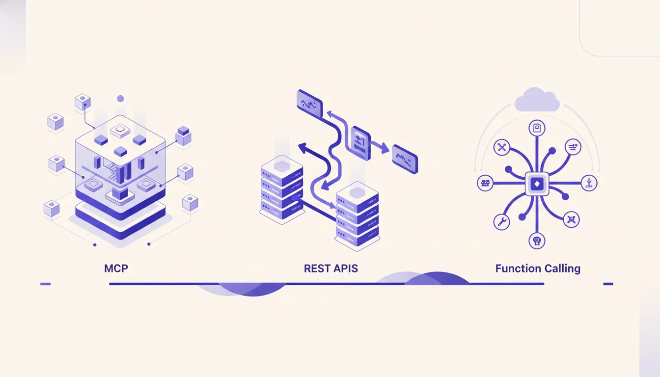 Comparison of MCP, REST APIs, and function calling as tool interfaces